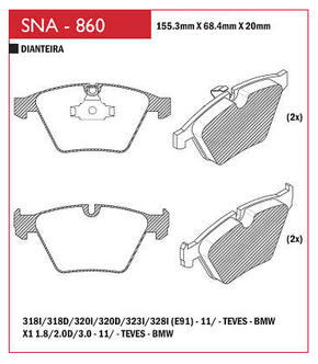 PASTILHA FREIO DIANTEIRO SPEED BRAKE - SNA-859 SISTEMA TEVES