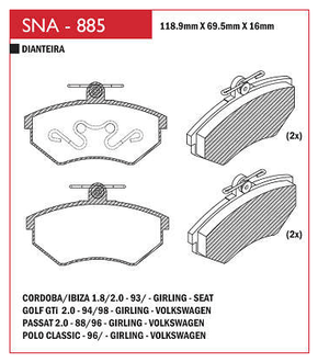 PASTILHA DE FREIO DIANTEIRO SPEED BRAKE - SNA-883 -