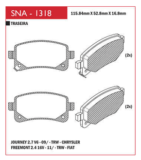 PASTILHA DE FREIO TRASEIRO SPEED BRAKE - SNA-1314