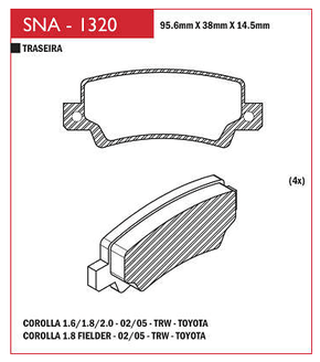 PASTILHA DE FREIO TRASEIRO SPEED BRAKE - SNA-1318 - WRANGLER