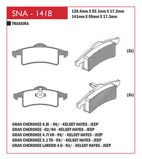 PASTILHA DE FREIO TRASEIRO SPEED BRAKE - SNA-1347 -