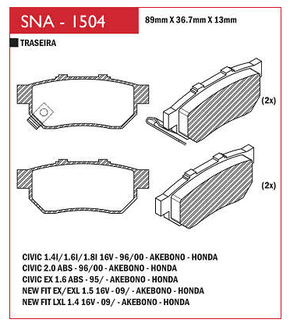 PASTILHA DE FREIO TRASEIRO SPEED BRAKE - SNA-1502 -