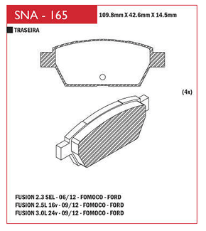 PASTILHA DE FREIO TRASEIRO SPEED BRAKE - SNA-163 -