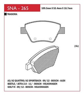 PASTILHA DE FREIO TRASEIRO SPEED BRAKE - SNA-247 - ROVER EVOQUE S60 XC60
