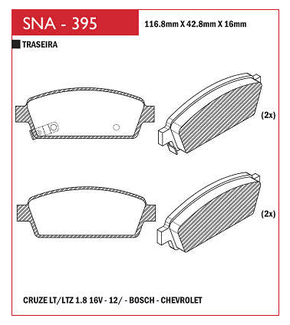 PASTILHA DE FREIO TRASEIRO SPEED BRAKE - SNA-364 -
