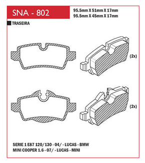 PASTILHA DE FREIO TRASEIRO SPEED BRAKE - SNA-725 -