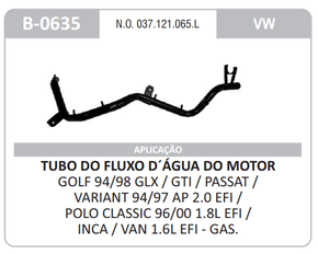 Tubo De Fluxo De Água Golf Passat Classic Belair - B-0635
